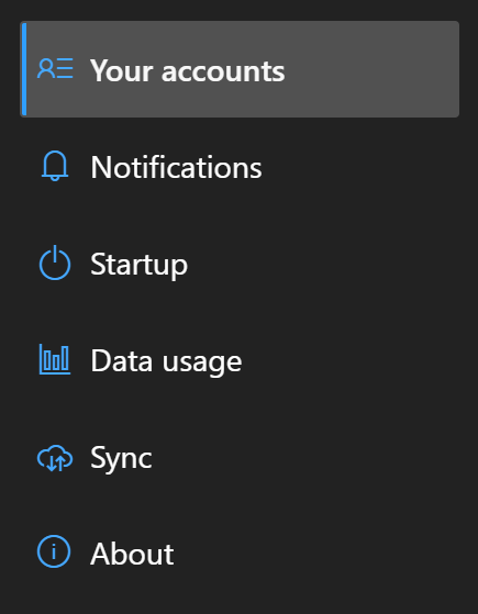Preferences sidebar