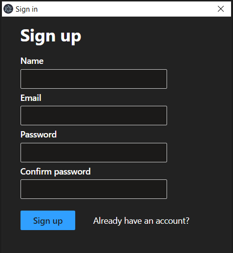 Sign up Screen